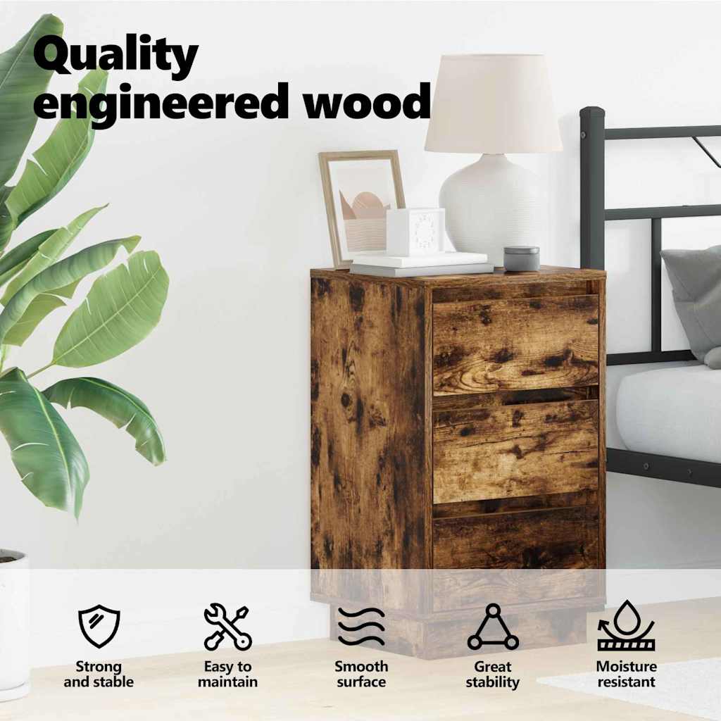 Bedside Cabinet Smoked Oak 39 x 34.5 x 65 cm Engineered wood