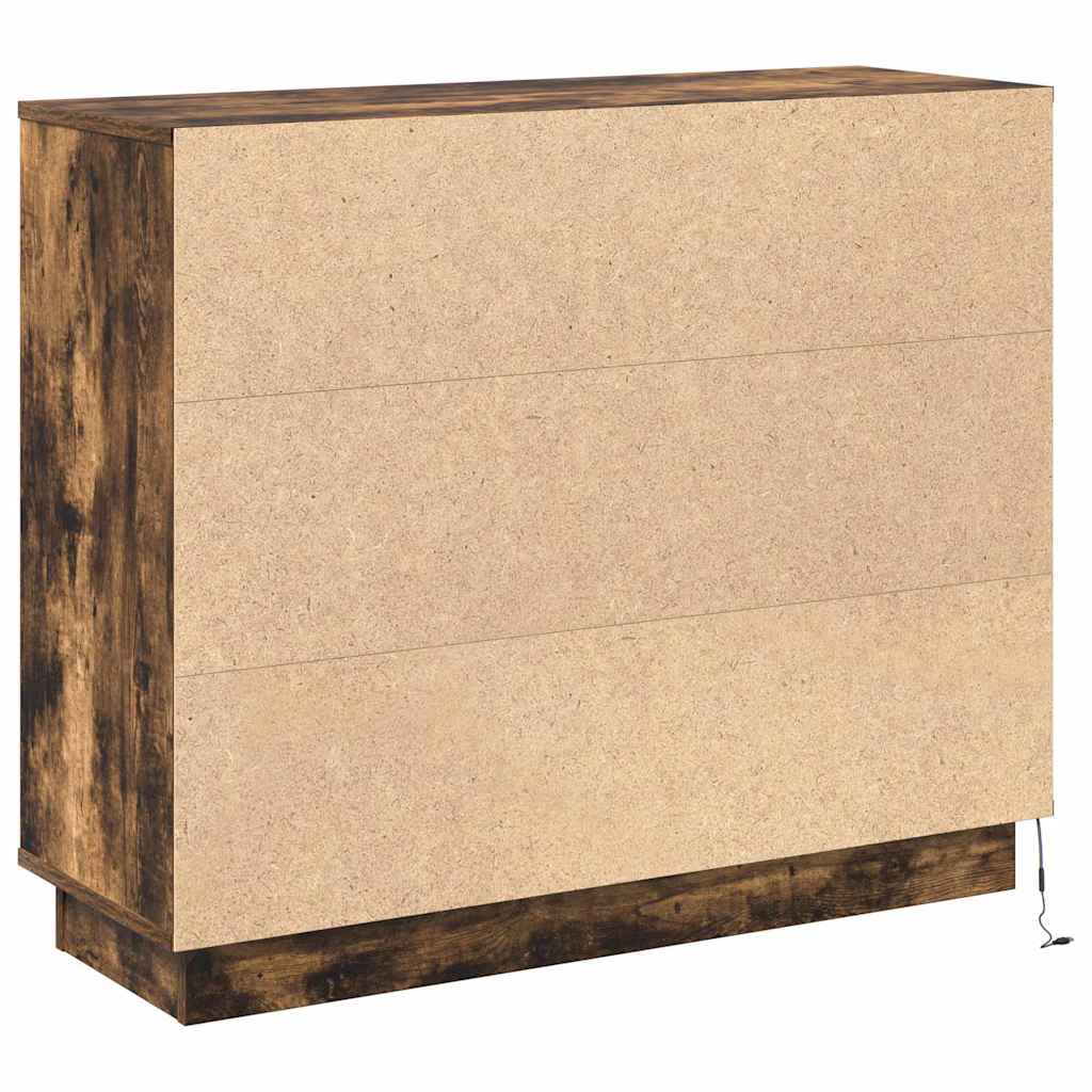 LED Sideboard Smoked Oak 90 x 32 x 75 cm Engineered Wood