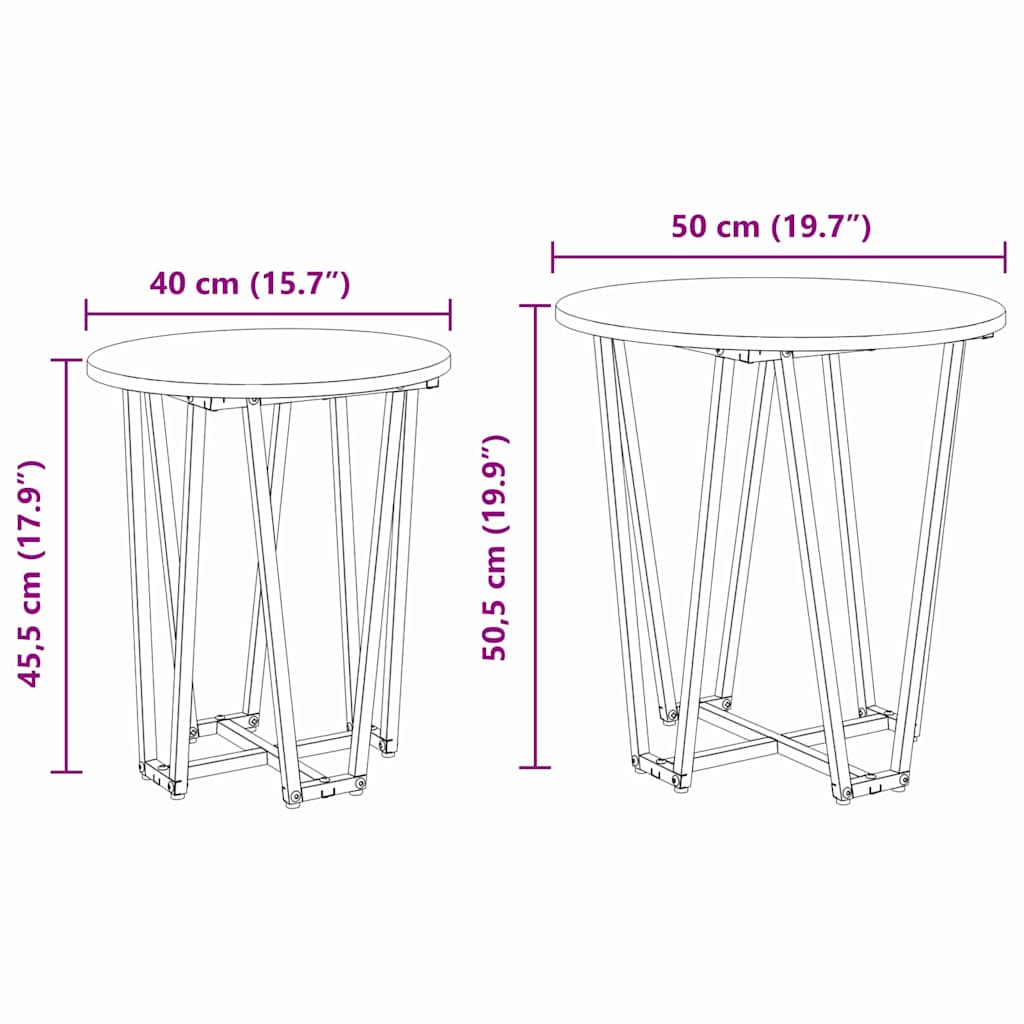 Side Table Set 2 pcs Black Oak
