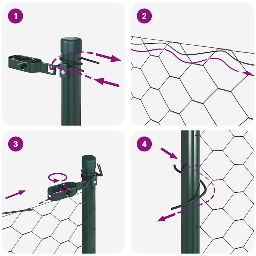 Outdoor Hexagonal Fence Ground Fix 100 x 1.5 m PVC-Coated Steel