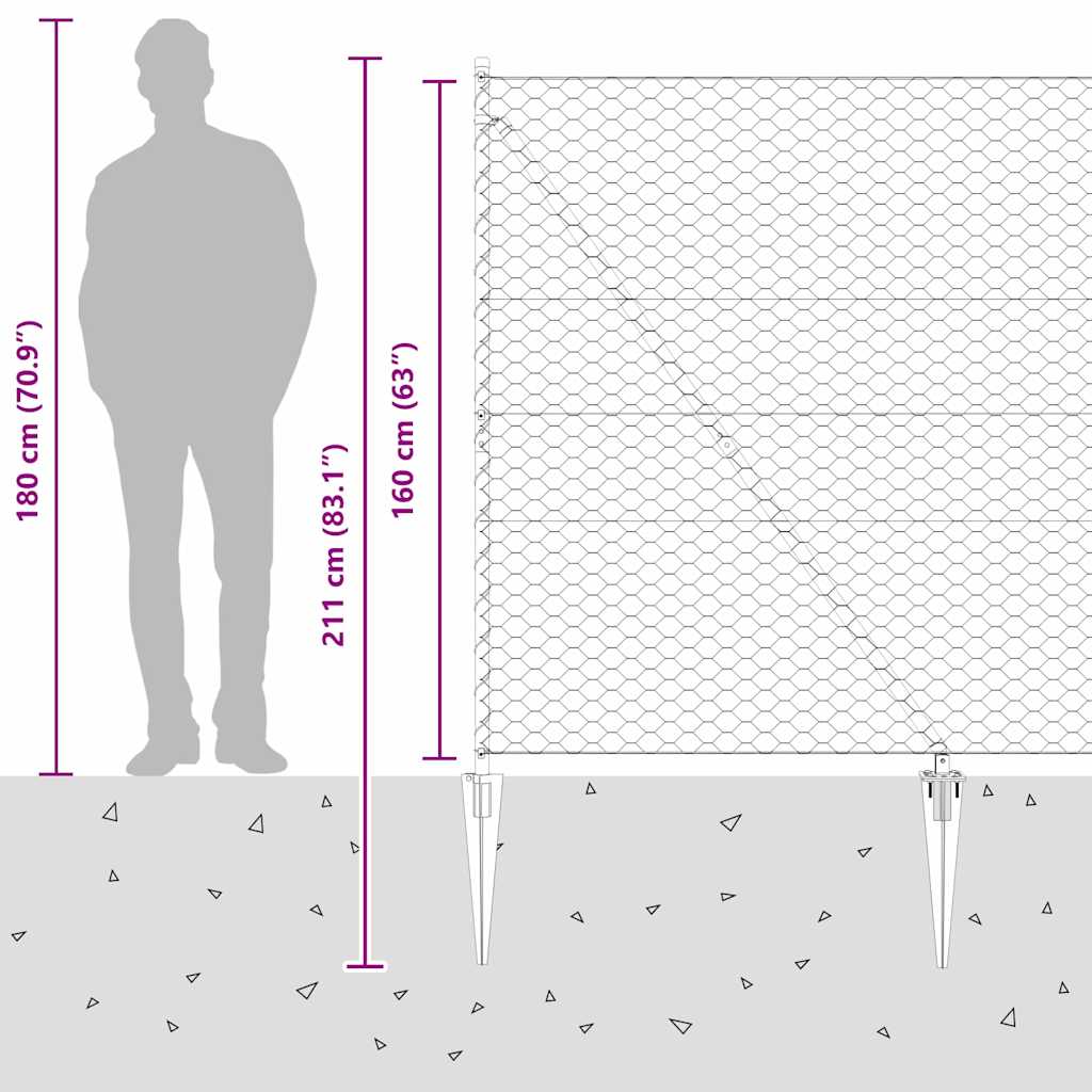 Outdoor Hexagonal Fence with Post 10 x 1.6 m PVC-Coated Steel