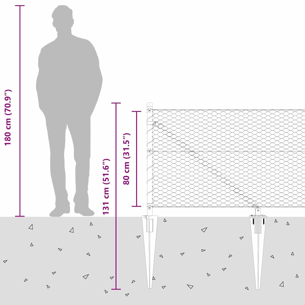 Outdoor Hexagonal Fence with Post 25 x 0.8 m PVC-Coated Steel