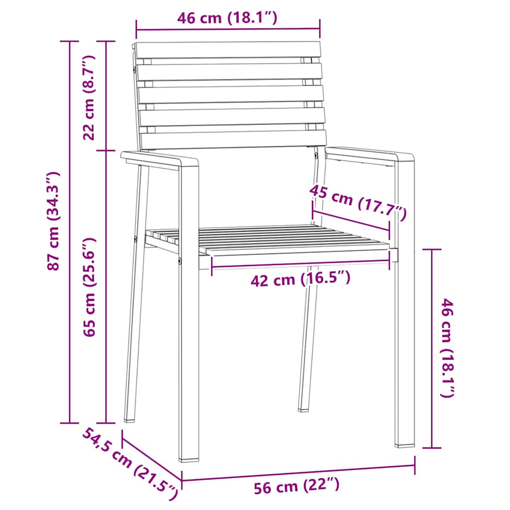 Garden Chair 4 pcs Solid Acacia Wood and Stainless Steel