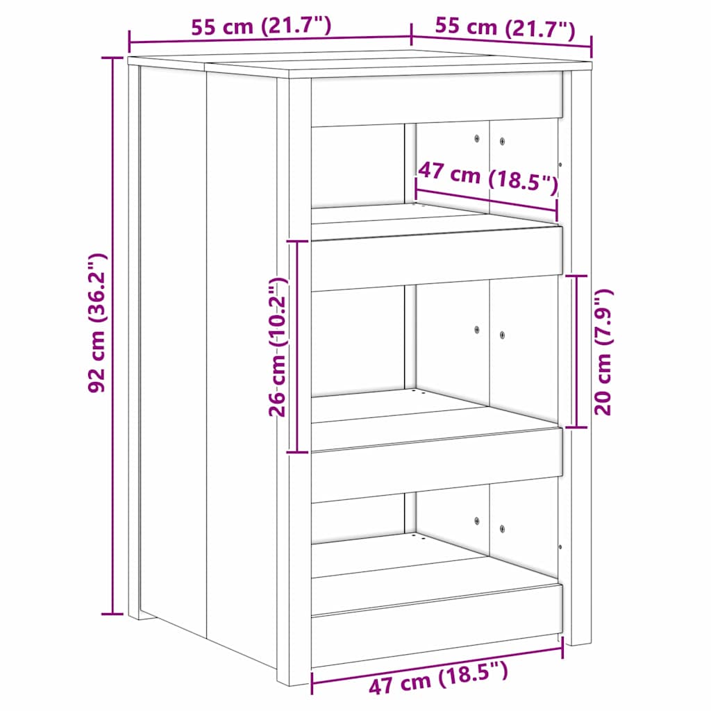 Kitchen Cabinet MEPPEL White 55 x 55 x 92 cm Solid Pine Wood