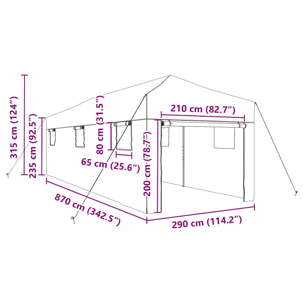 Greenhouse with Pop-up Frame Green 290 x 870 x 315 cm Iron