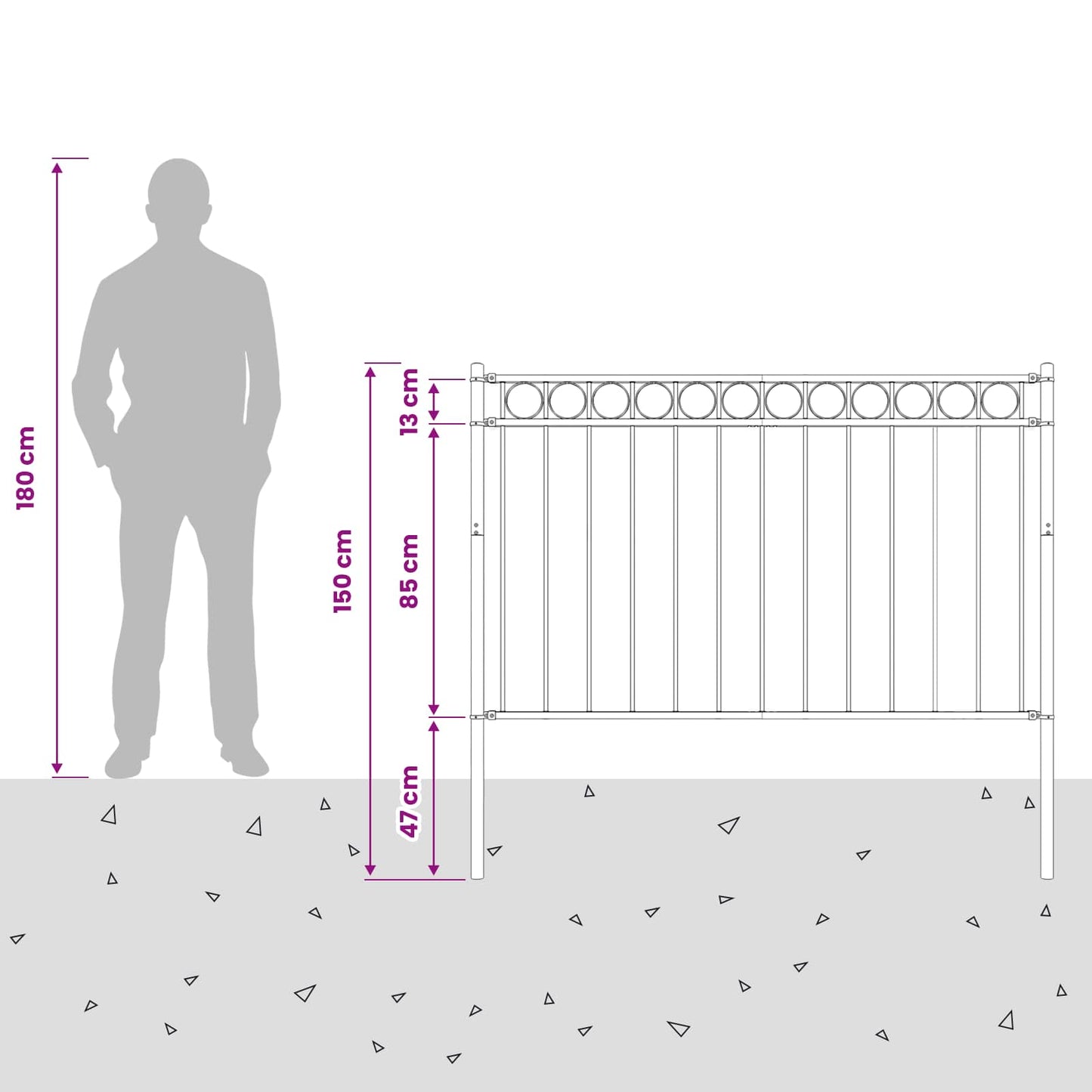 Fence Element ASSEN Grey 170 x 150 cm Steel