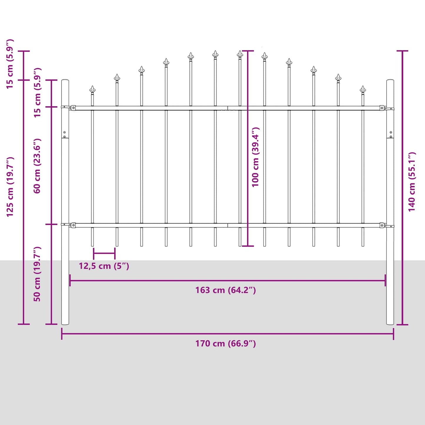 Garden Fence Woerden White 170 x 140 cm Powder-Coated Steel