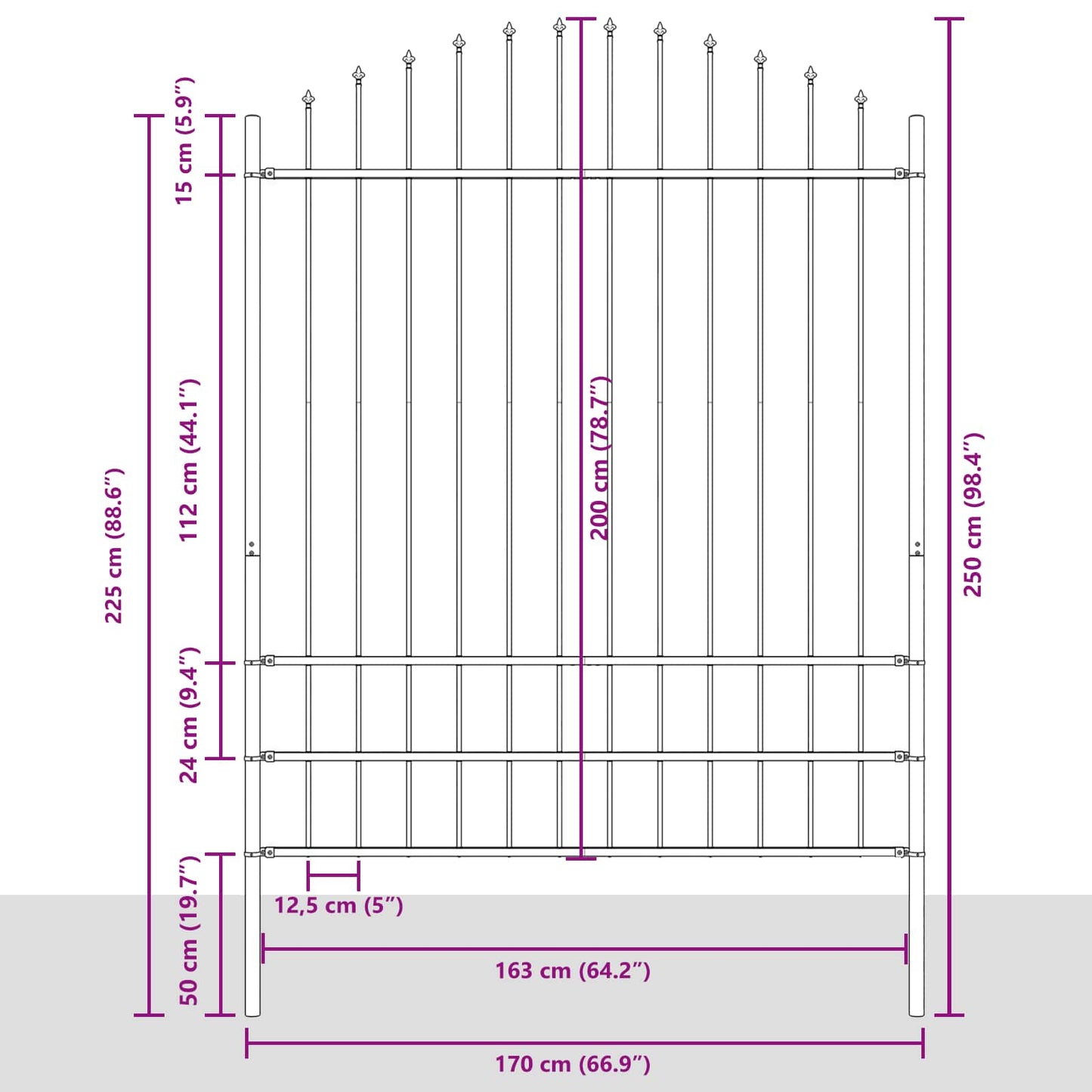 Garden Fence Woerden White 170 x 225 cm Powder-Coated Steel