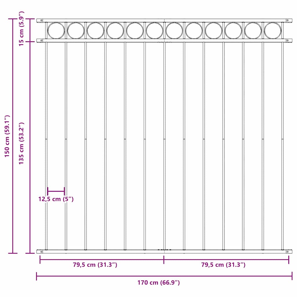 Fence Element ASSEN White 170 x 150 cm Steel