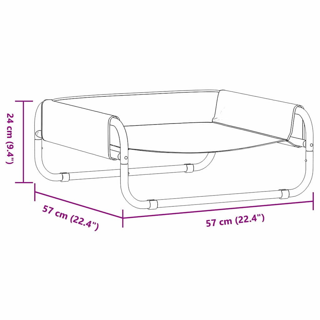 Dog Bed Folding Manual Light Grey 57 x 57 x 24 cm Steel