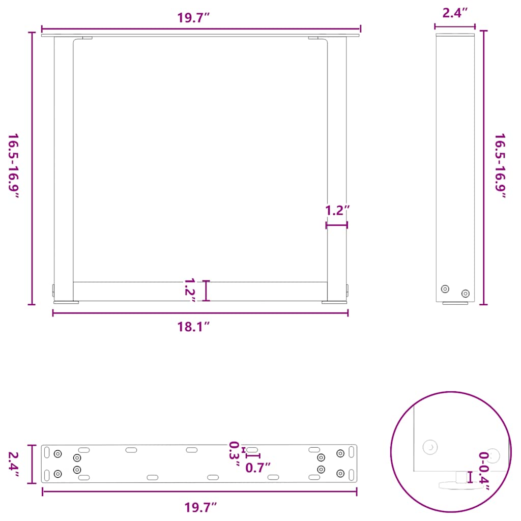 Coffee Table Legs U-Shaped 2 pcs Natural Steel 50x(42-43) cm