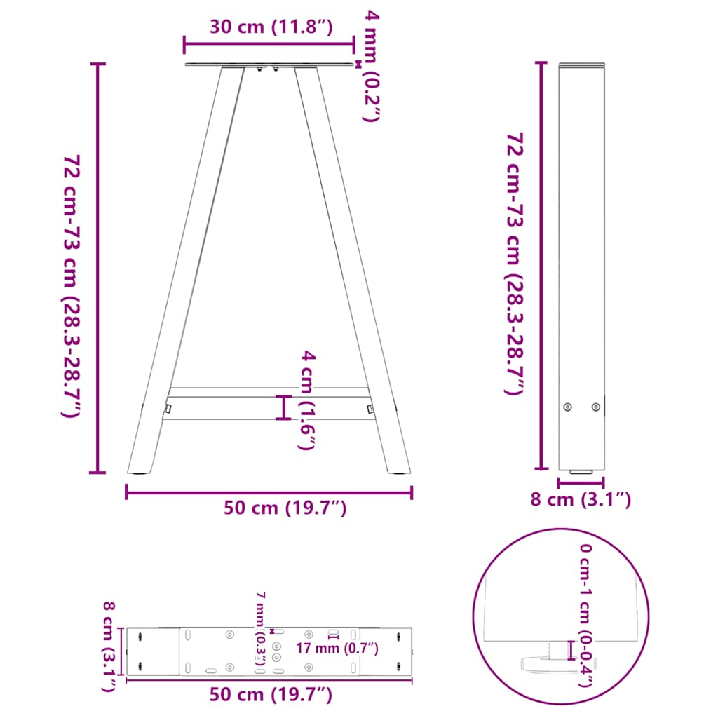 Dining Table Legs A-Shaped 2 pcs Anthracite 50x(72-73) cm Steel