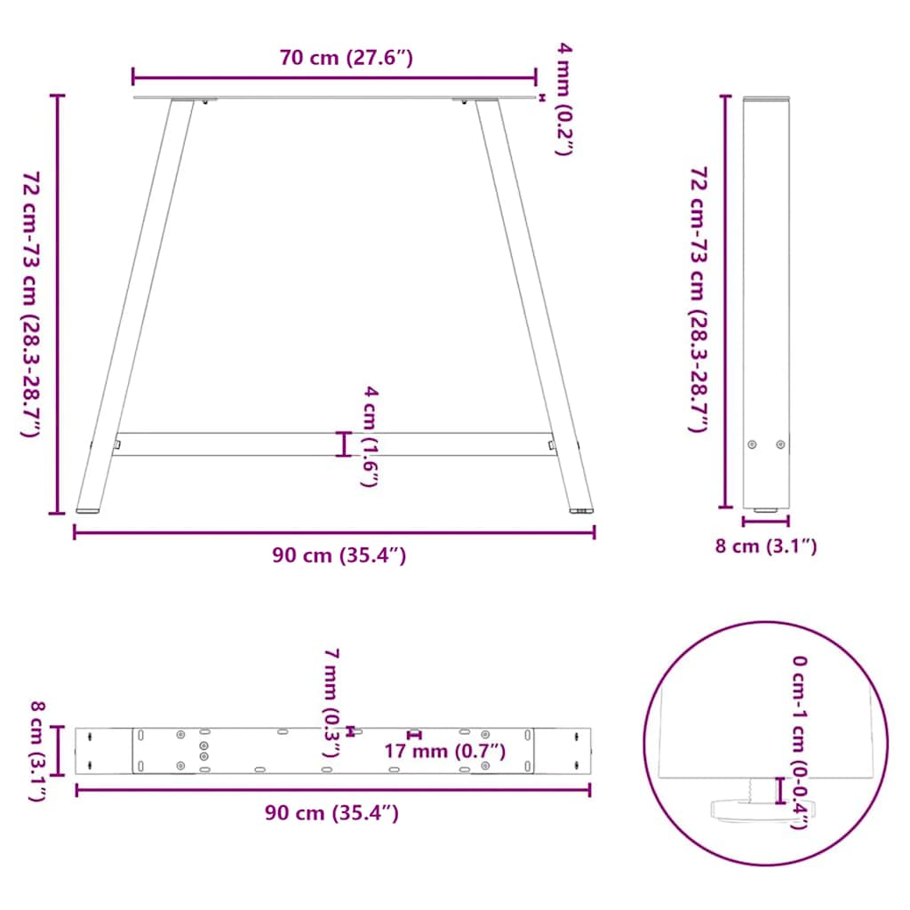 Dining Table Legs A-Shaped 2 pcs 90x(72-73) cm Steel