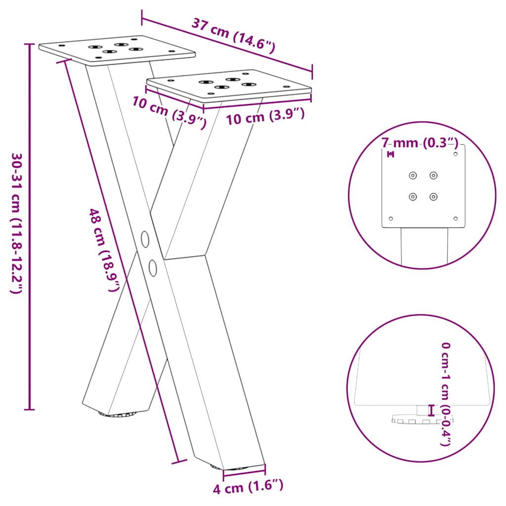 Coffee Table Legs X-Shaped 2 pcs Anthracite 37x(30-31) cm Steel