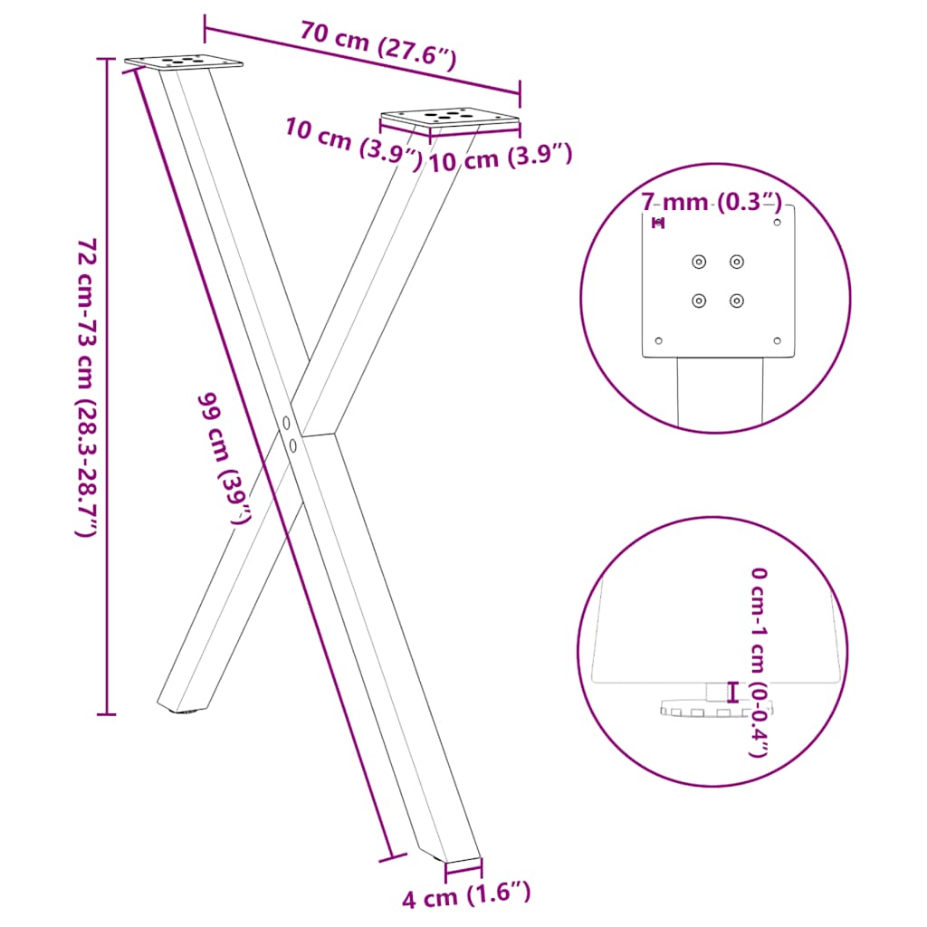 Dining Table Legs X-Shaped 2 pcs Anthracite 70x(72-73) cm Steel