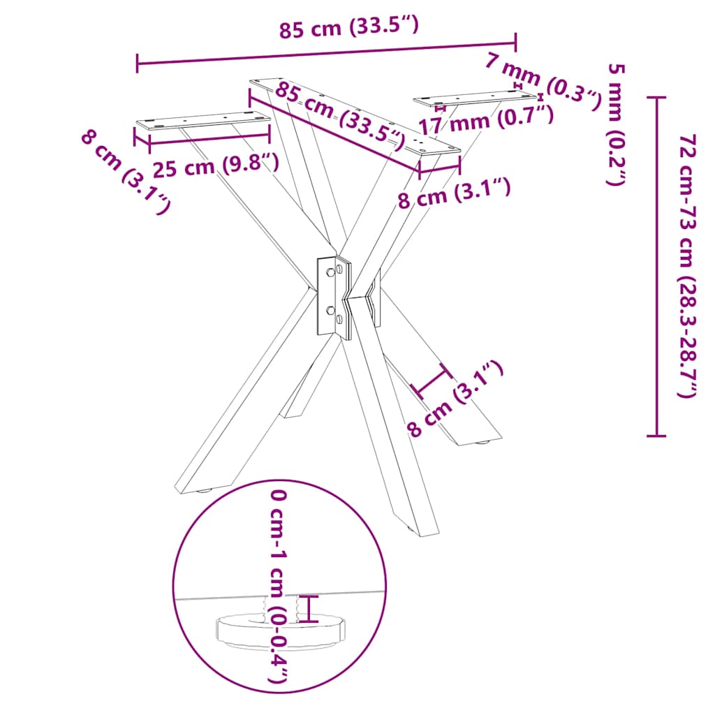 Dining Table Leg Spider Shape Natural Steel 85x85x(72-73) cm Steel
