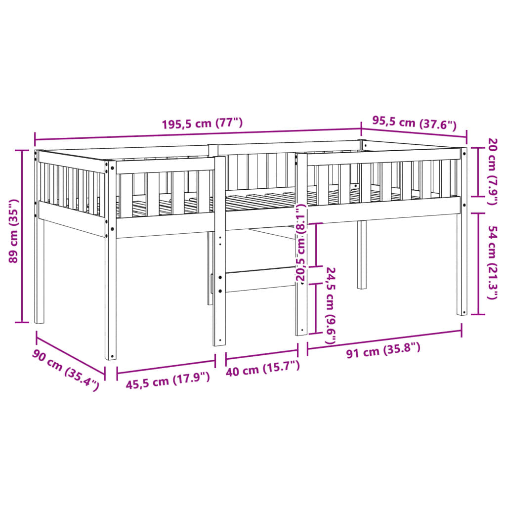 Children's Bed without Mattress White 90x190 cm Solid Wood Pine