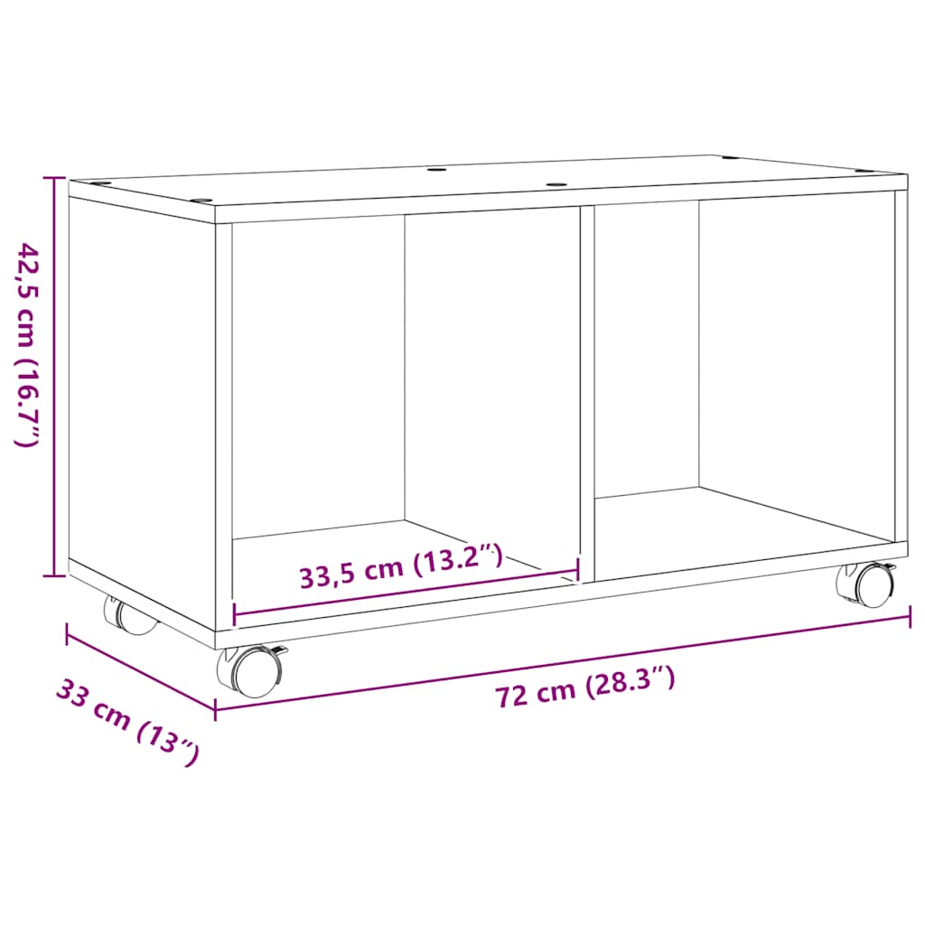 Rolling Cabinet Artisian Oak 72x33x42,5 cm Engineered Wood