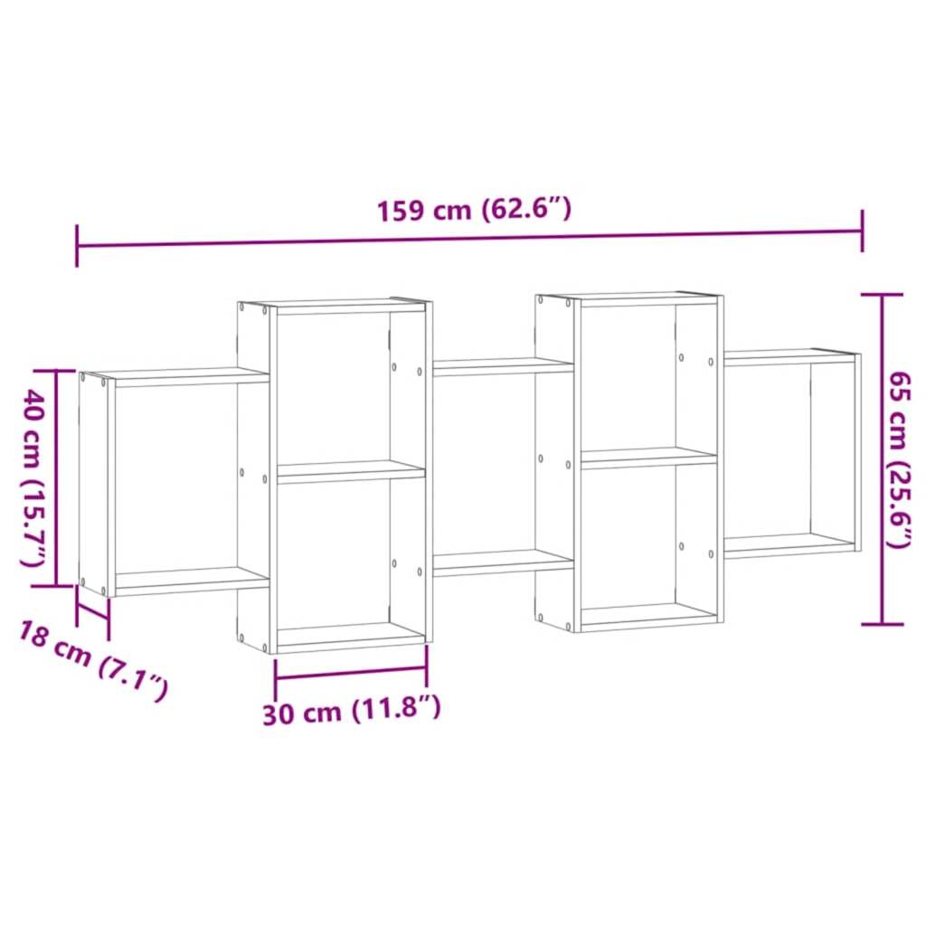 Wall Shelf Artisian Oak 159x18x65 cm Engineered Wood