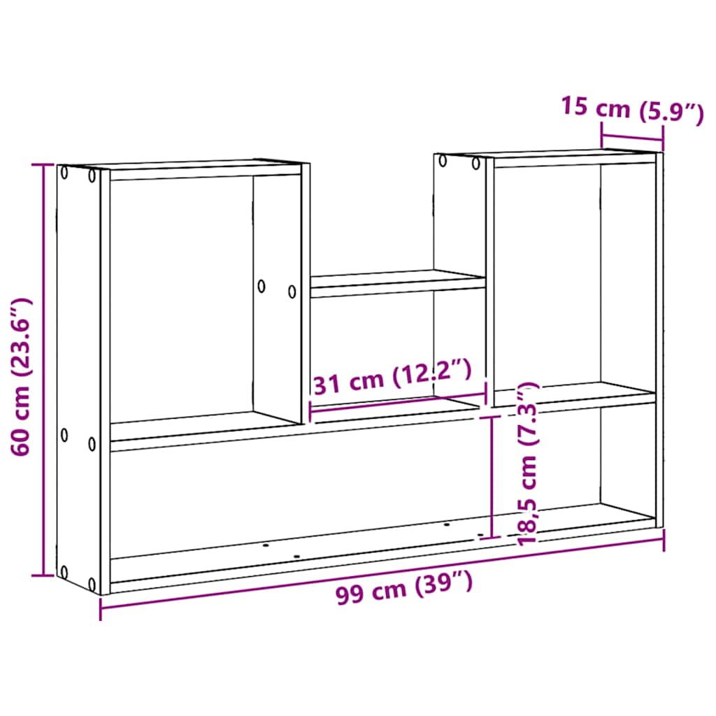 Wall Shelf Artisian Oak 99x15x60 cm Engineered Wood