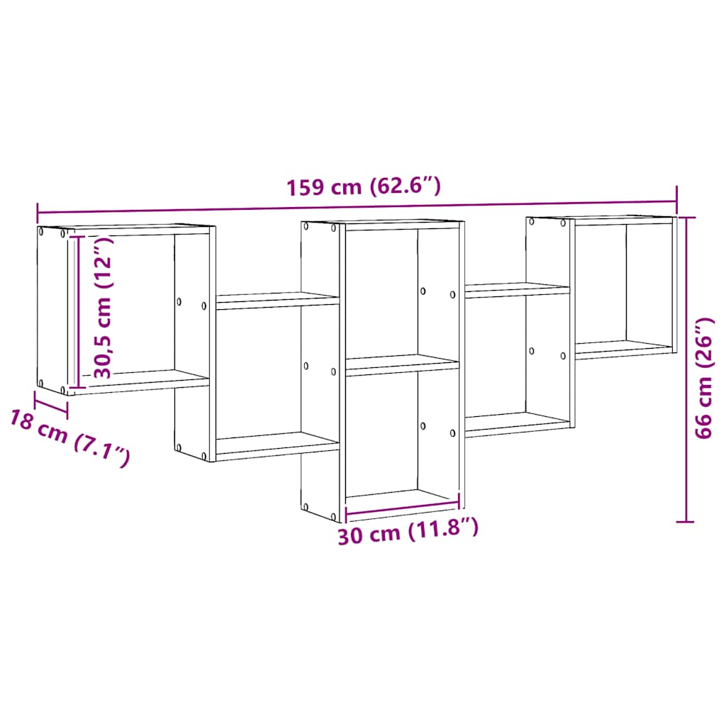 Wall Shelf Artisian Oak 159x18x66 cm Engineered Wood