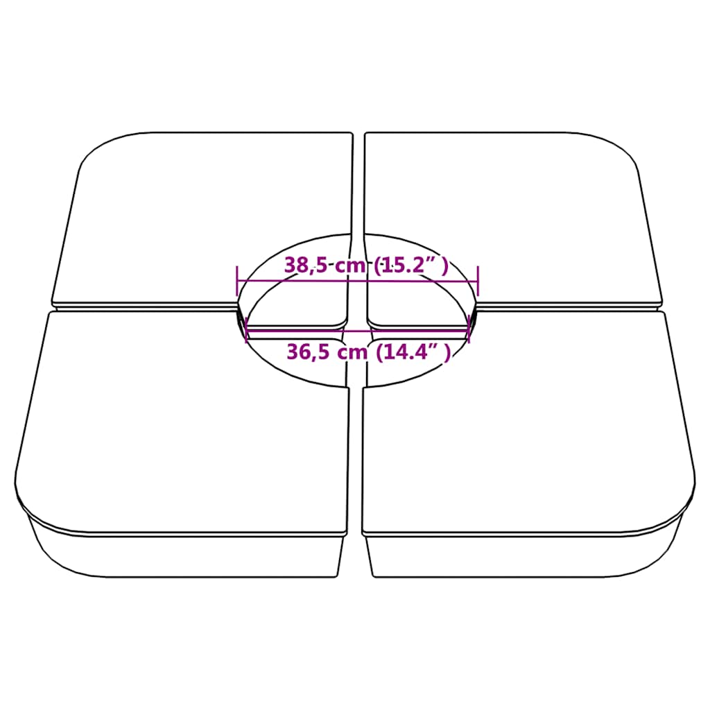 vidaXL 4 Piece Parasol Base Set for Cross Stand Parasol 100 kg PP