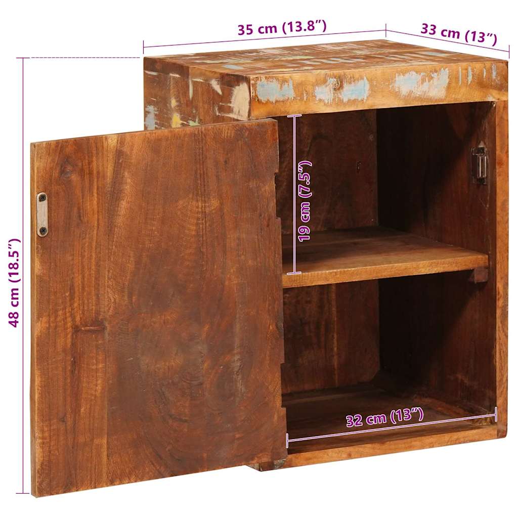 Bedside Table Brown 35 x 33 x 48 cm Solid Reclaim wood