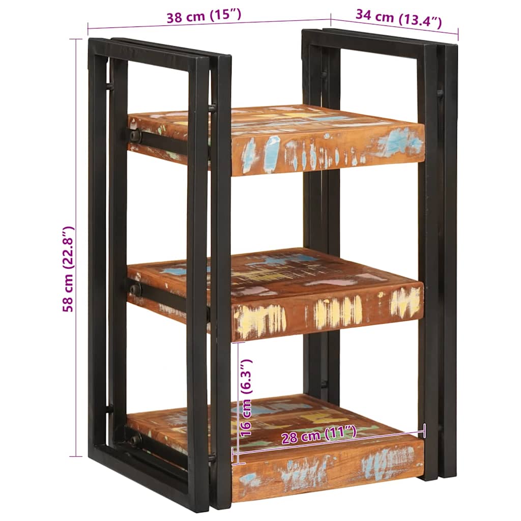 Bedside Table 2 pcs Brown and Black Solid Reclaim wood