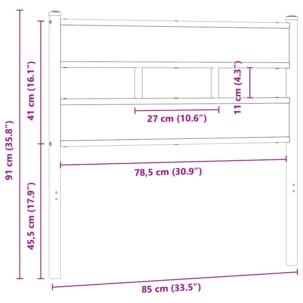 Replace Headboard Smoked Oak 80 cm Iron and Engineered Wood