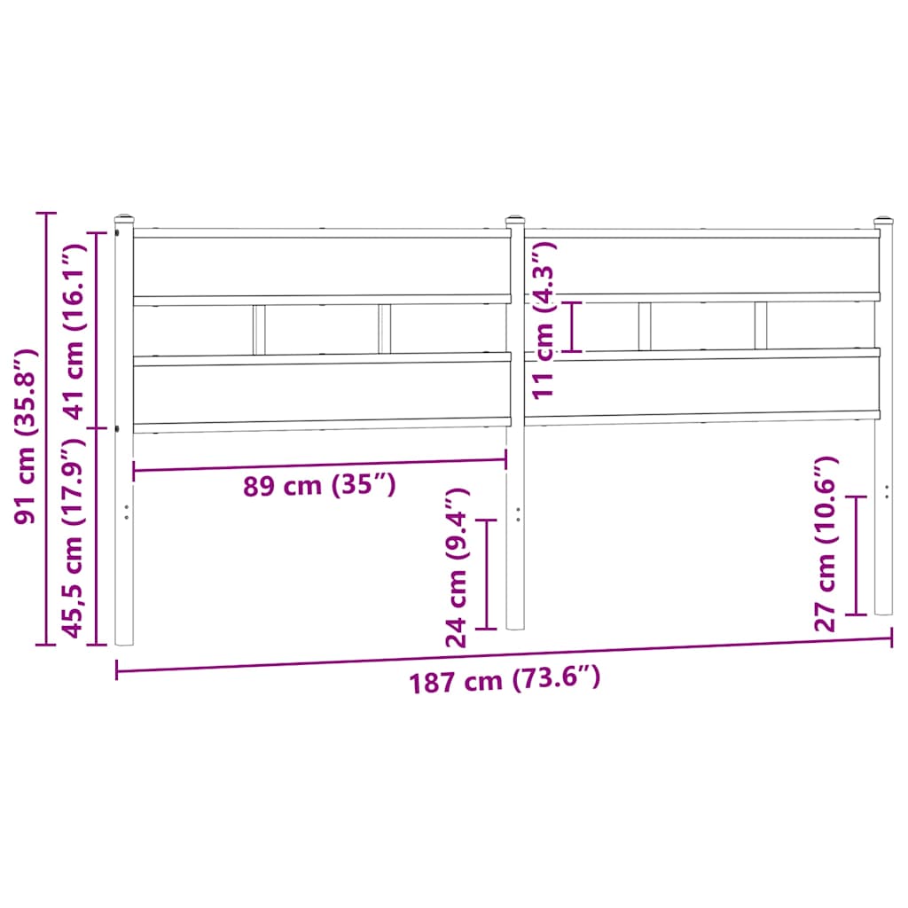 Replace Headboard Sonoma Oak 180 cm Iron and Engineered Wood