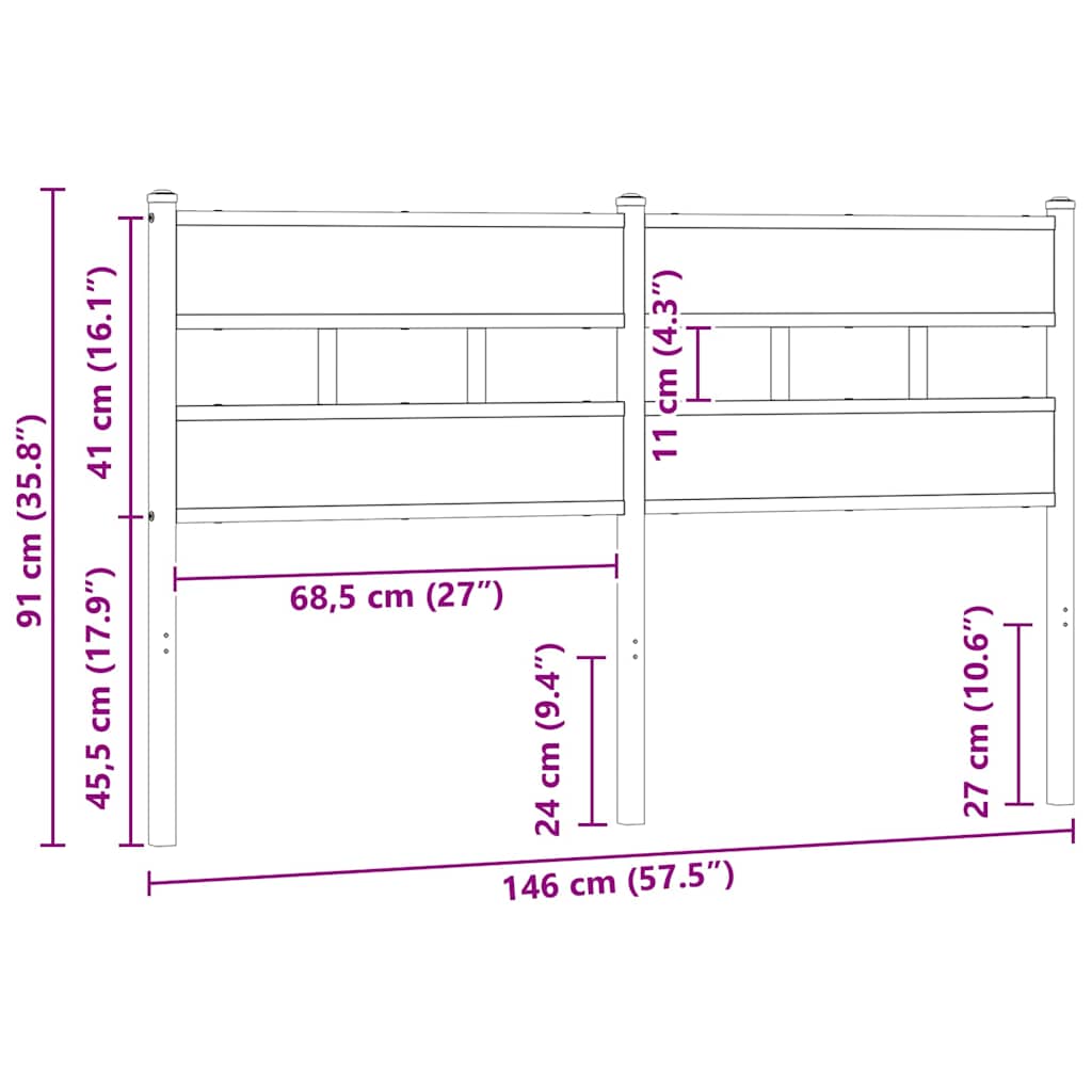 Replace Headboard Brown Oak 140 cm Steel and Engineered Wood