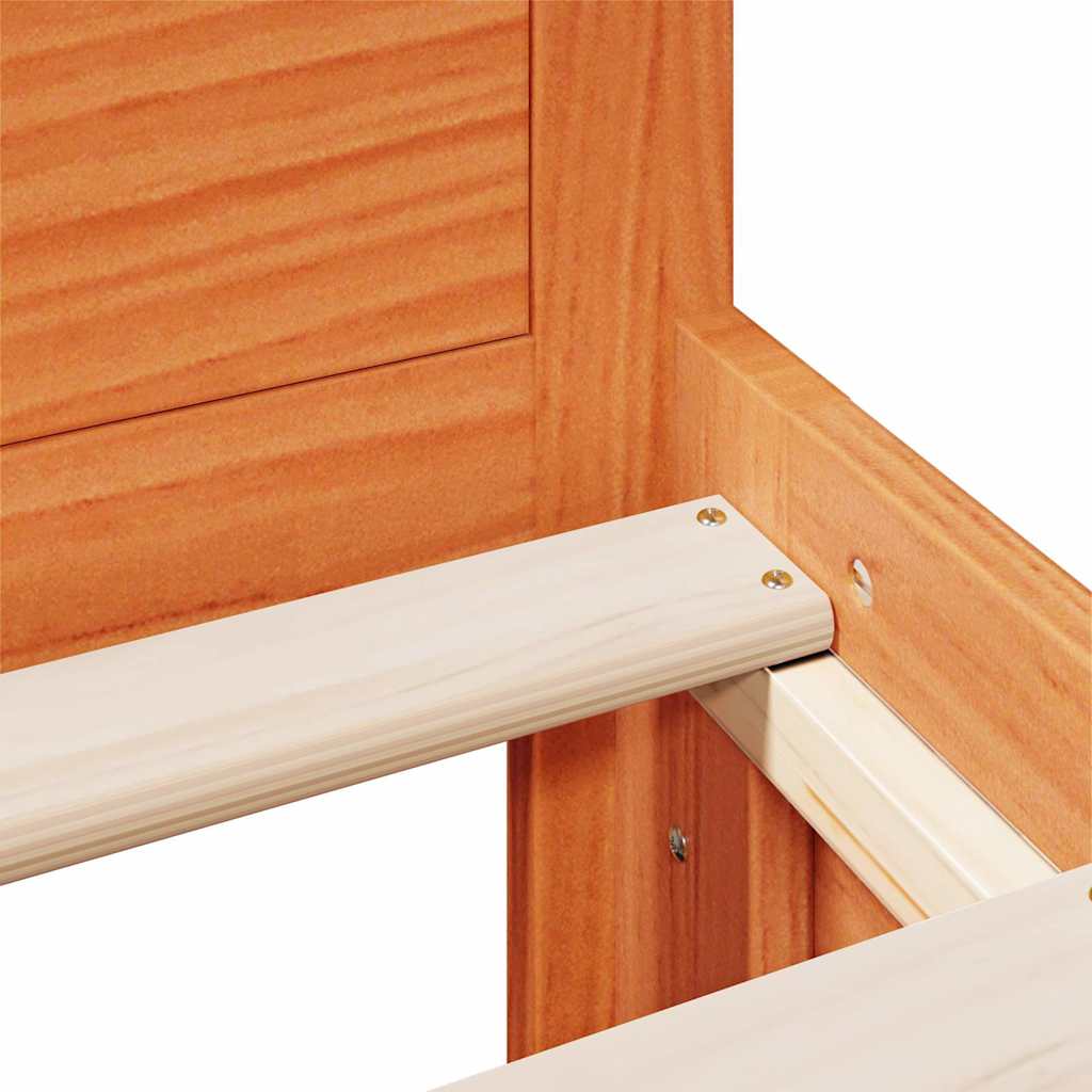 Bed Frame without Mattress with Headboard Wax Brown 135x190 cm Double Solid Wood Pine