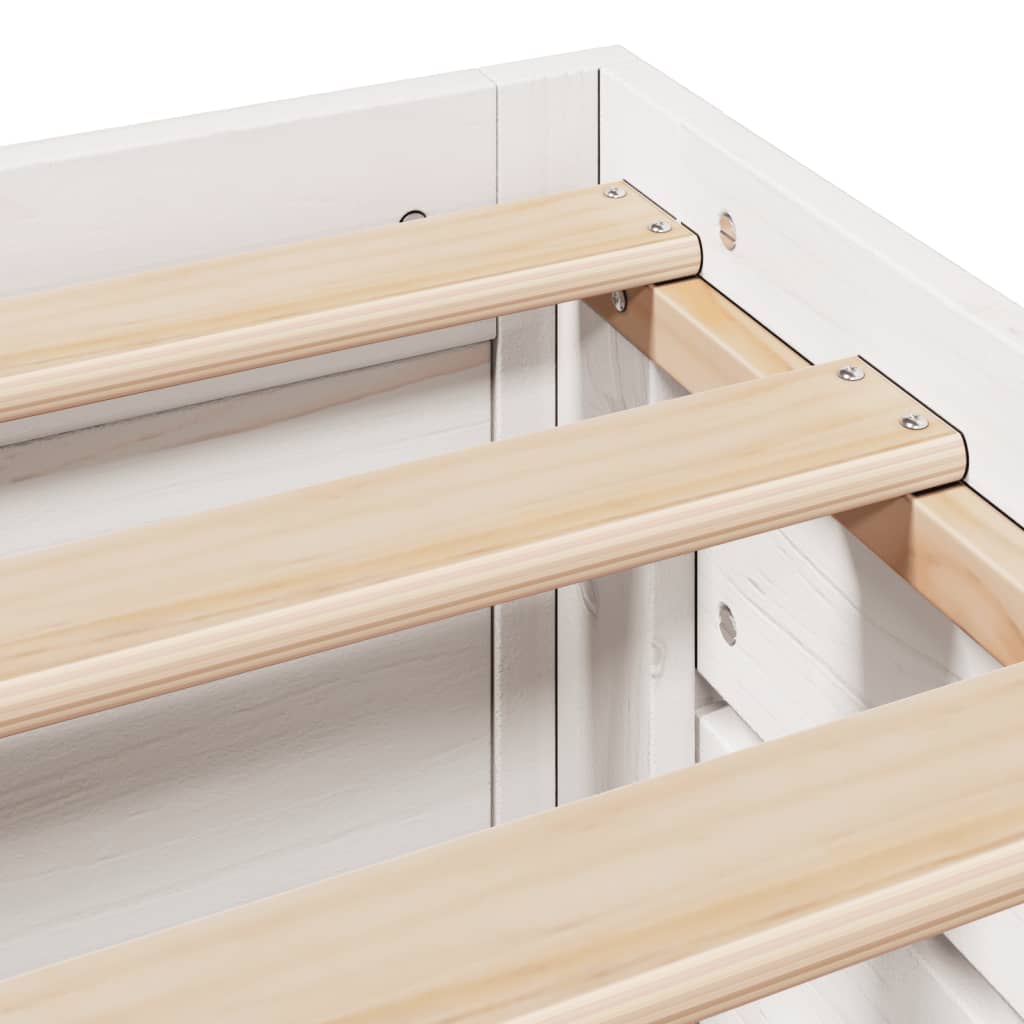 Bed Frame without Mattress with Drawers White 140x200 cm Solid Wood Pine