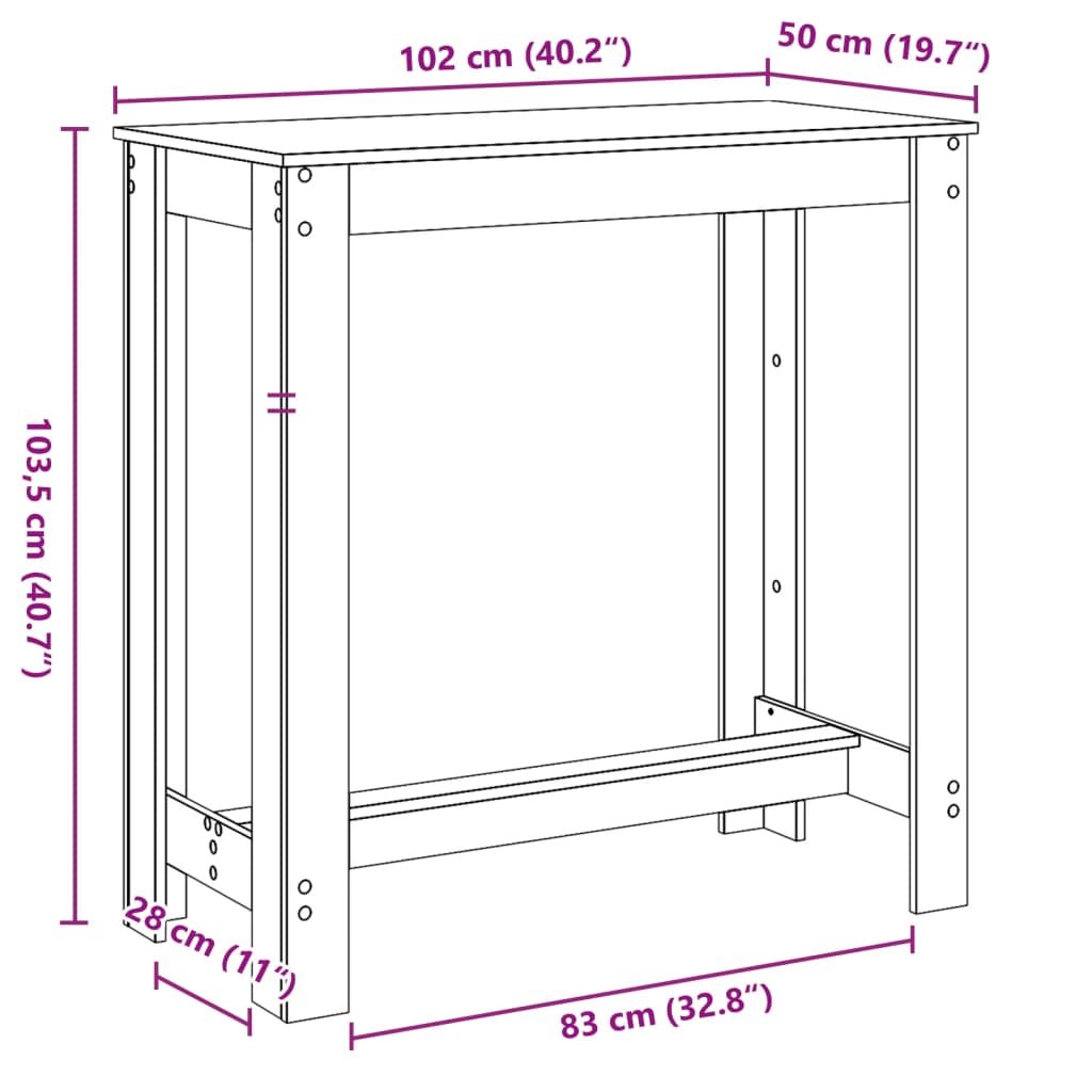 Bar Table White 102x50x103,5 cm Engineered Wood
