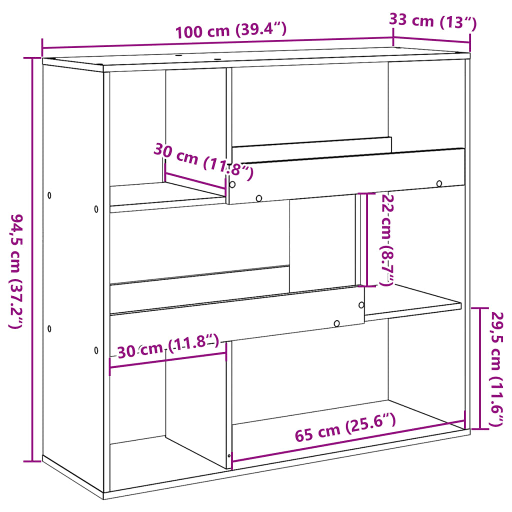 Book Cabinet/Room Divider Old Wood 100x33x94,5 cm