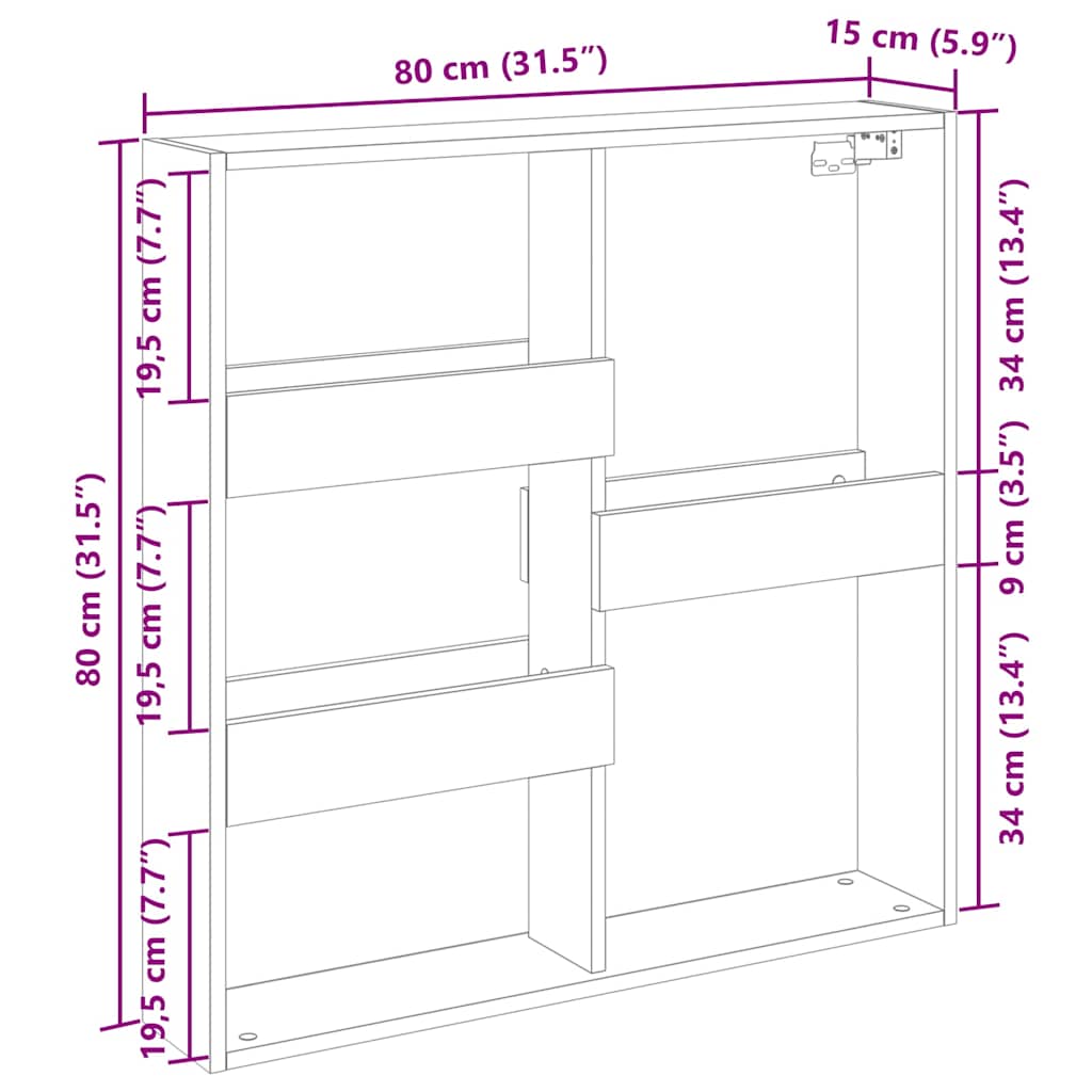Wall Cabinet Black 80x15x80 cm Engineered Wood