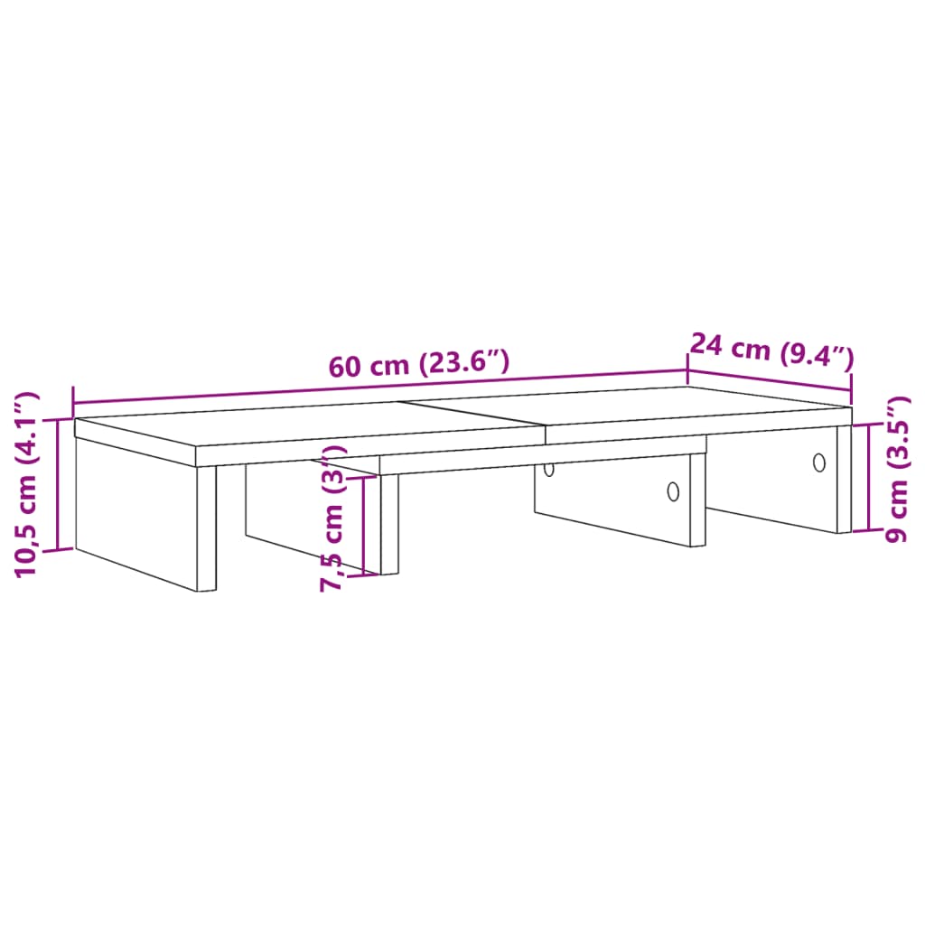 Monitor Stand Adjustable Black 60x24x10,5 cm Engineered Wood