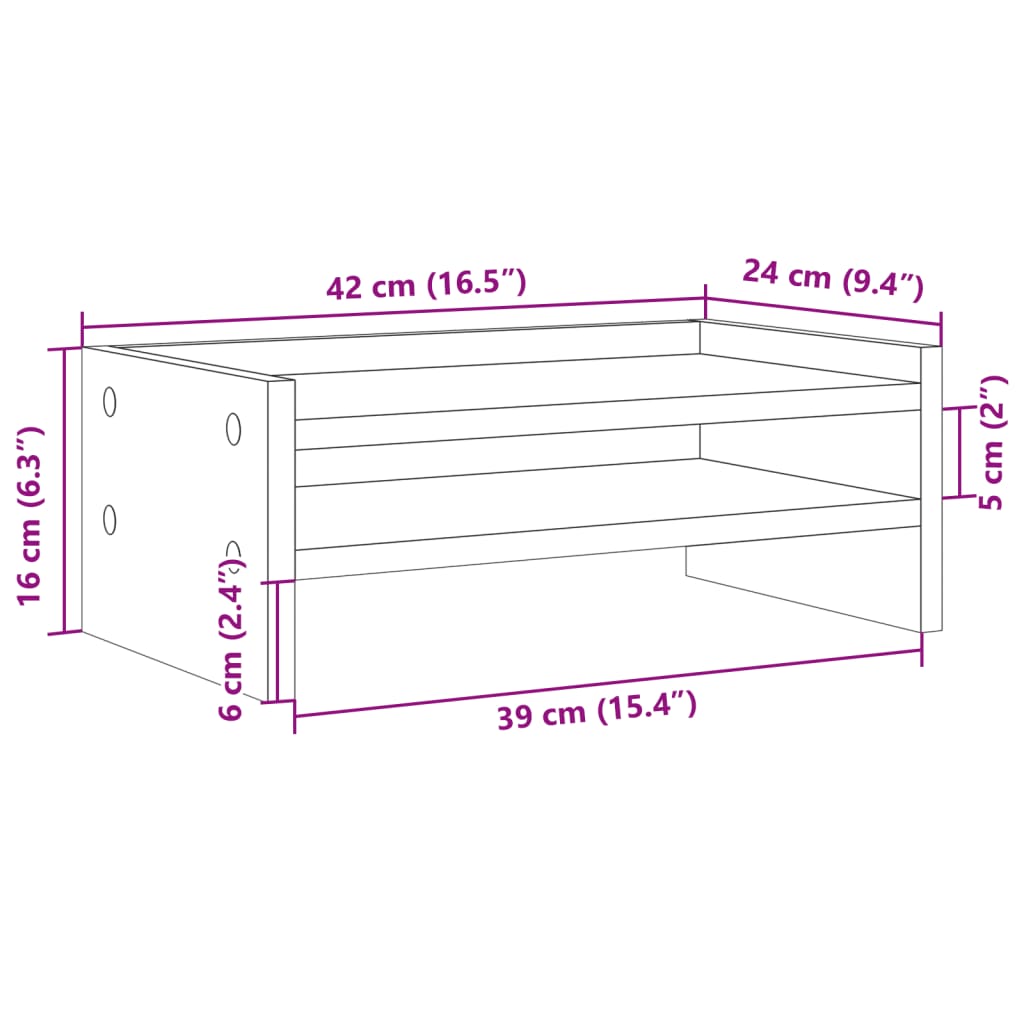 Monitor Stand Concrete Grey 42x24x16 cm Engineered Wood