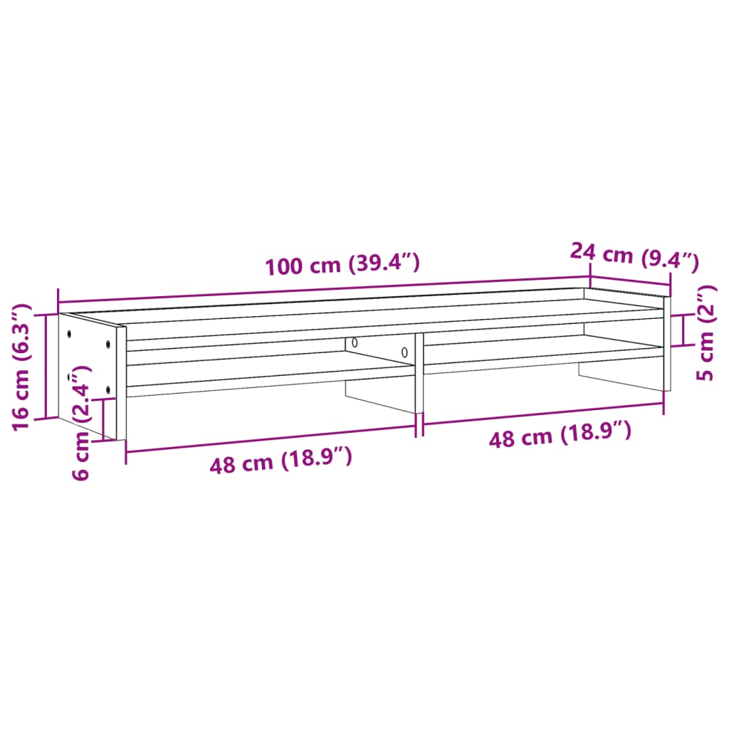 Monitor Stand Grey Sonoma 100x24x16 cm Engineered Wood
