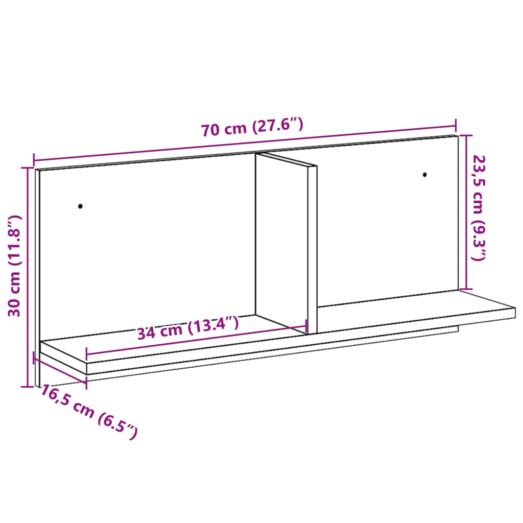 Wall Cabinet 70x16,5x30 cm Old Wood Engineered Wood