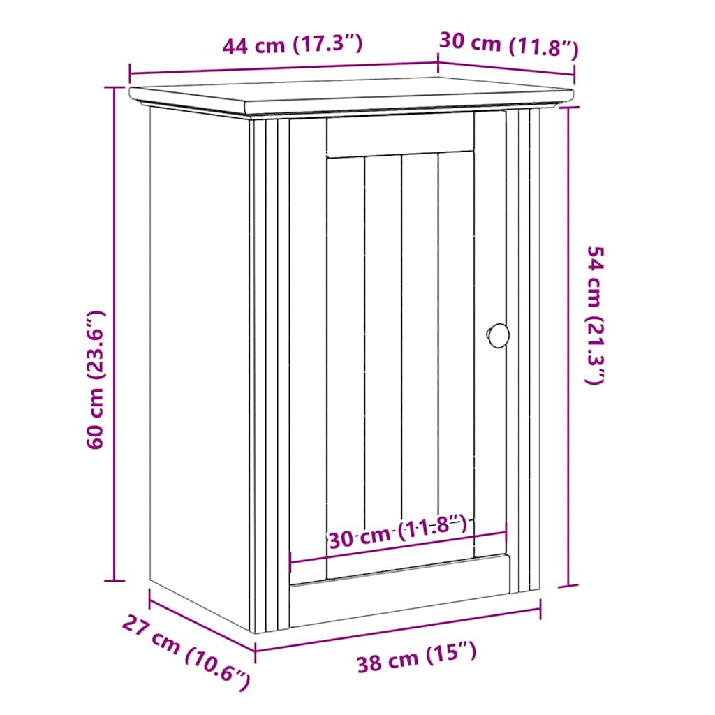 Bathroom Wall Cabinet "BODO" White 44x30x60 cm