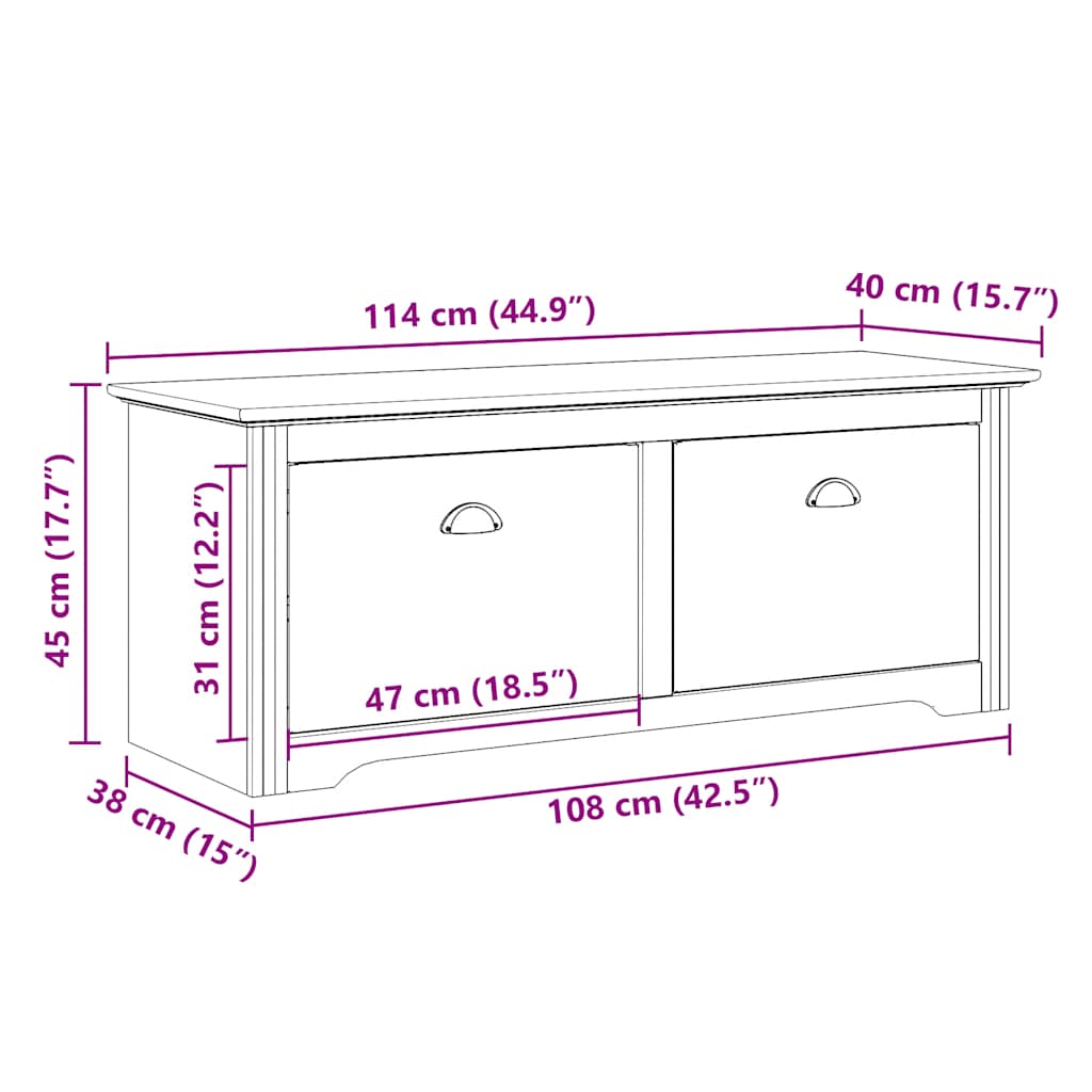 Hallway Bench "BODO" White 114x40x45 cm