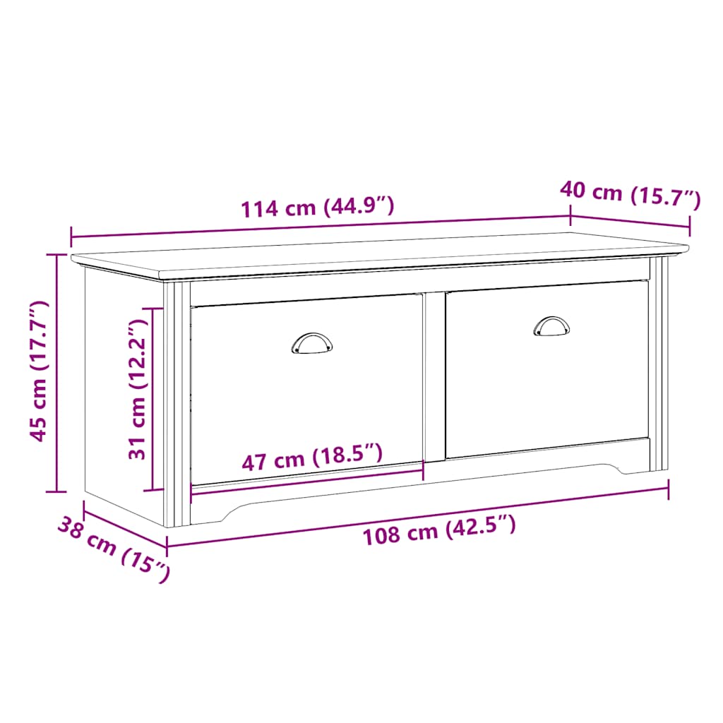 Hallway Bench "BODO" White and Brown 114x40x45 cm