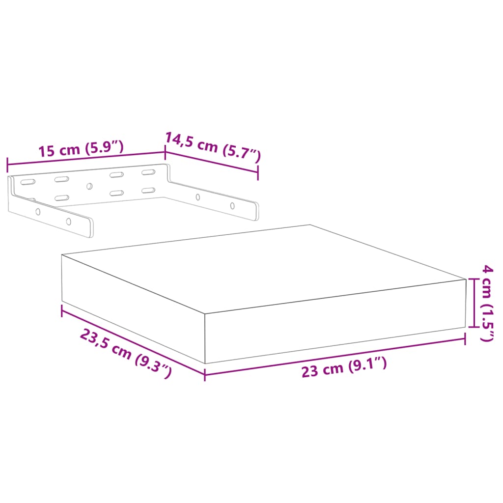 Floating Shelves 2 pcs 23x23,5x4 cm Engineered Wood