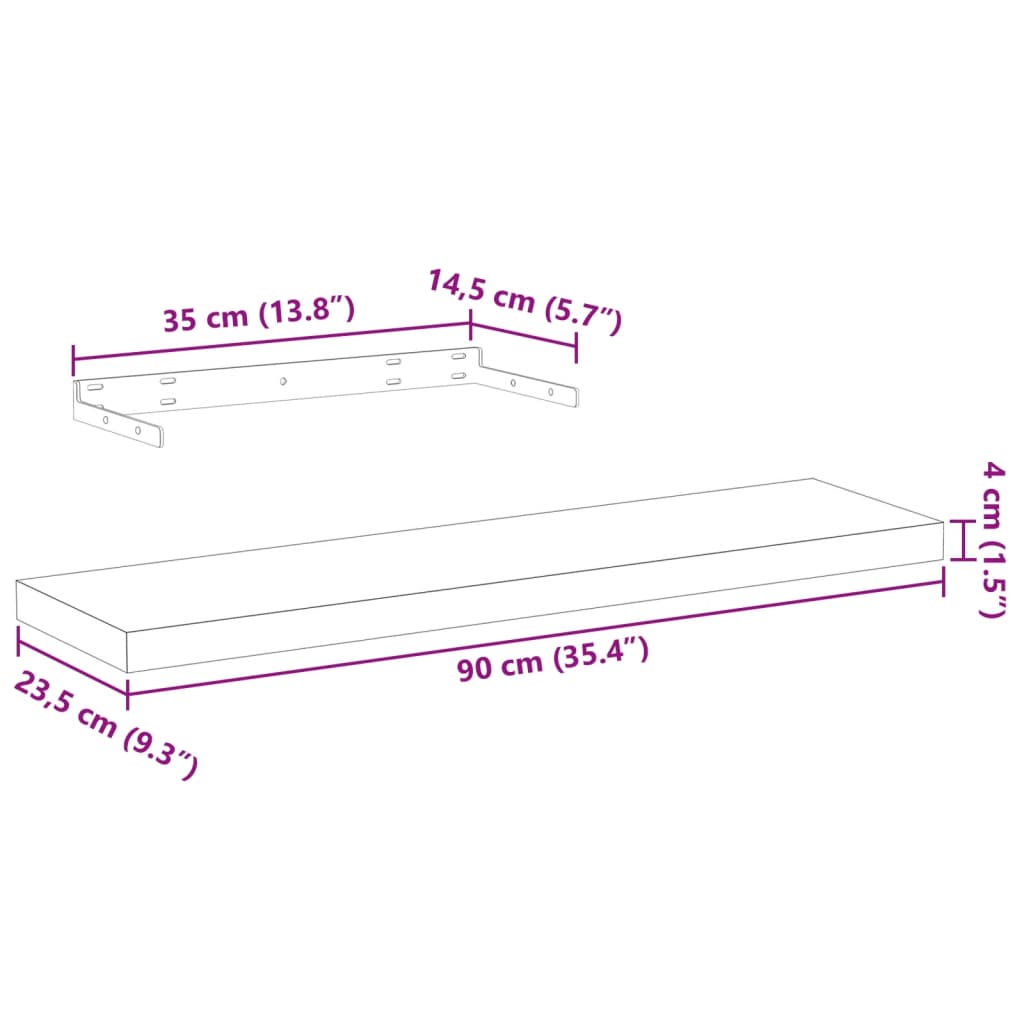Floating Shelf 90x23,5x4 cm Engineered Wood