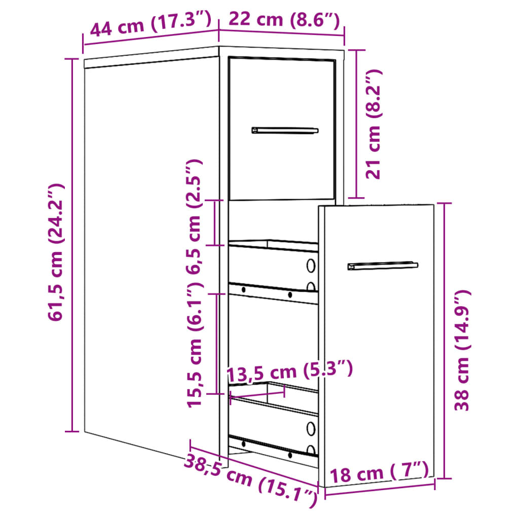Narrow Bathroom Cupboard with Wheels Grey Sonoma