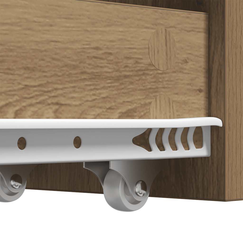 Narrow Bathroom Cupboard with Wheels Artisian Oak