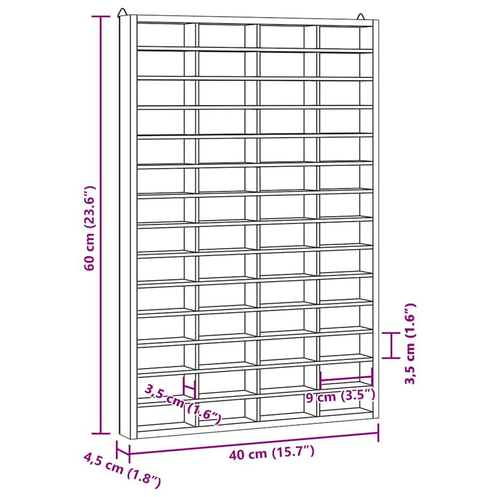 Wooden Collector's Display Case 56 Compartments 40x4.5x60 cm