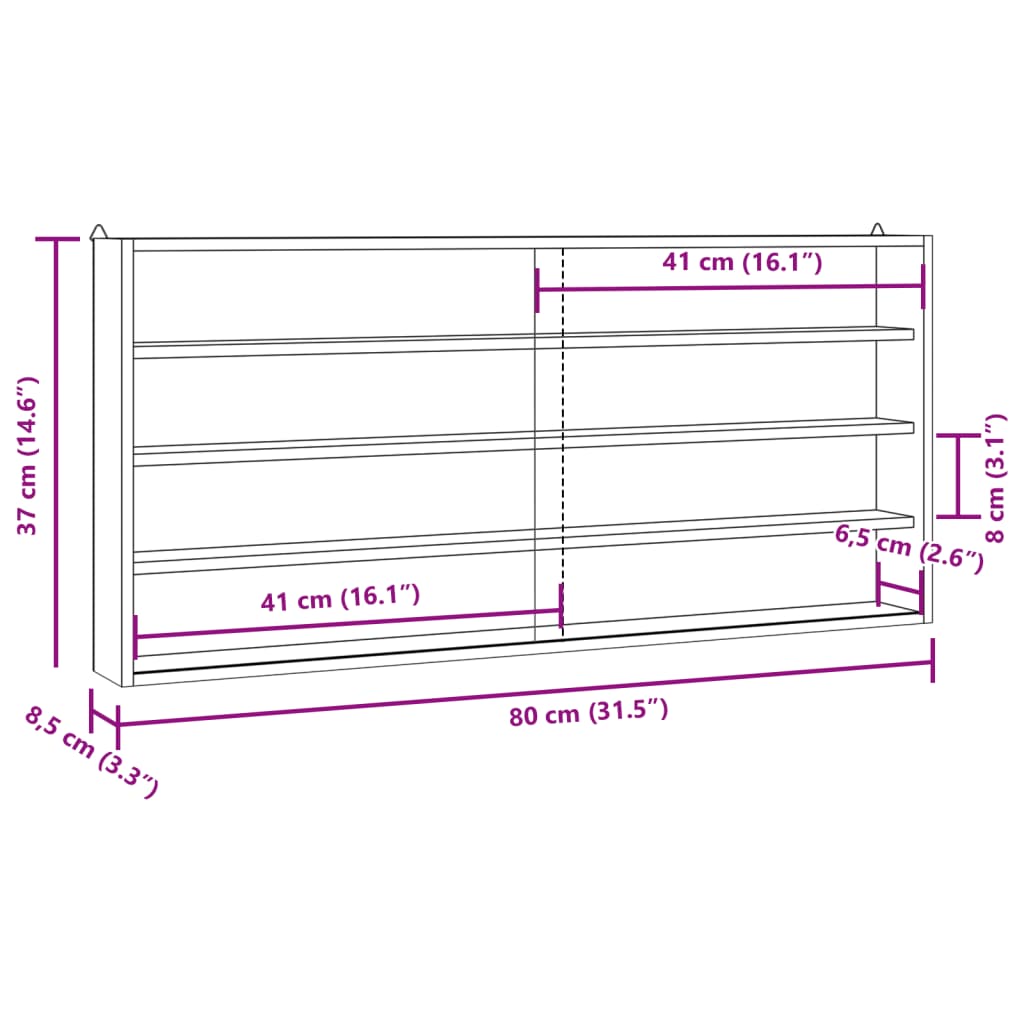 Wooden Collector's Display Case with Doors 80x8,5x37cm