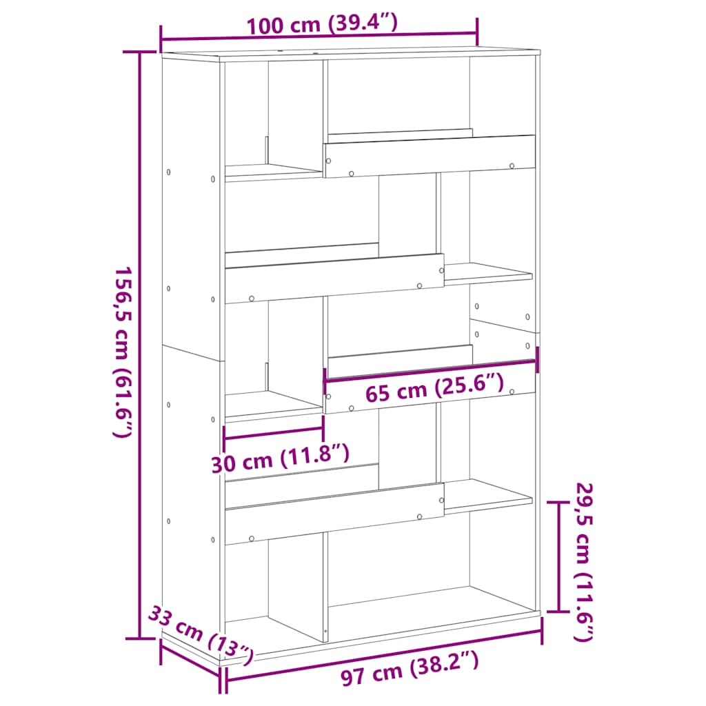Bookcase Black 100x33x156,5 cm Engineered Wood
